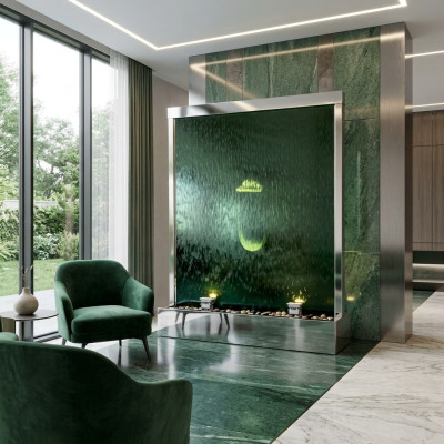 Mur d'eau, colonne d'eau, cascade, partition lumineuse de luxe design
