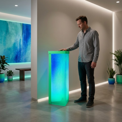 Mur lumineux de barre de LED de mur d'eau Colonne d'étagère de bar d'eau Comptoir de colonne d'eau Illuminé par le designer