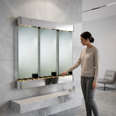 Le design du mur d'eau en verre colonnes d'eau cascade cadre photo 56*117