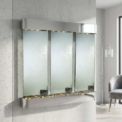 Le design du mur d'eau en verre colonnes d'eau cascade cadre photo 56*117