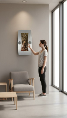 Conception de mur d'eau en led colonnes d'eau cascade cadre photo 50x80