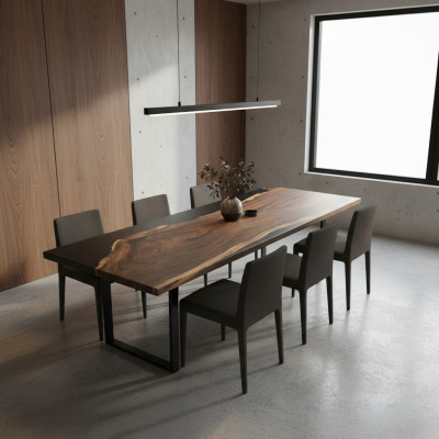 Table à manger en résine époxy Meubles en bois massif Table en époxy en cascade