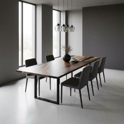 Conception de luxe Table à manger en résine époxy Table de rivière Tables en bois massif