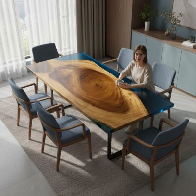 Table basse Table de rivière Résine époxy Tables massives 121x61 Table de rivière Authentique