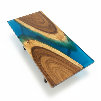 Meubles de luxe Table à manger Rivière Bois massif Table rivière Tables en résine époxy solide