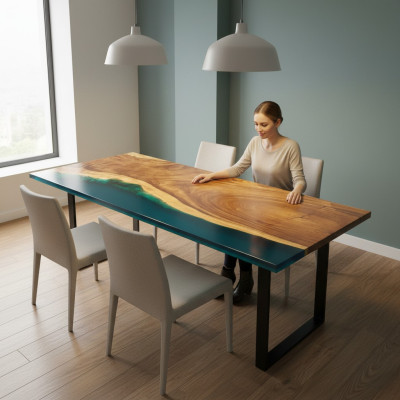 Table à manger River Table Table en bois massif 241x100 Tables solides