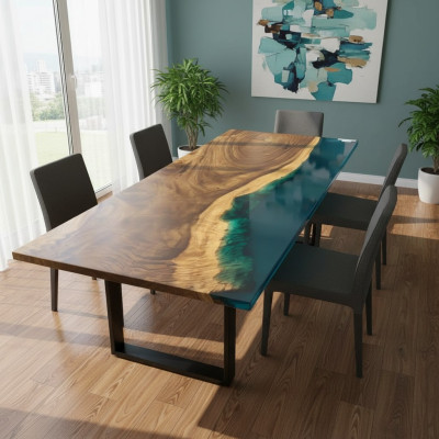 Table à manger River Table Table en bois massif 241x100 Tables solides