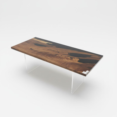 Table à manger Table rivière noire Table en bois massif Table rivière 221x91cm Tables