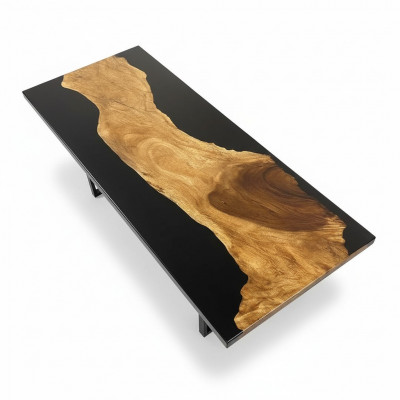 Table en résine époxy Table à manger en bois massif Meubles en bois massif Eau Résine époxy cascata