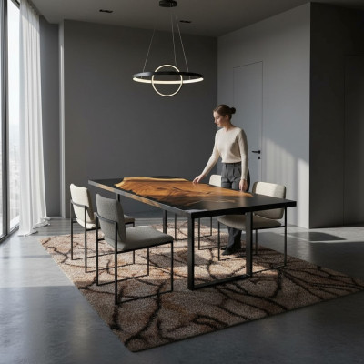 Table à manger en résine époxy Table de rivière Tables massives 160x81 Table de rivière nouvelle