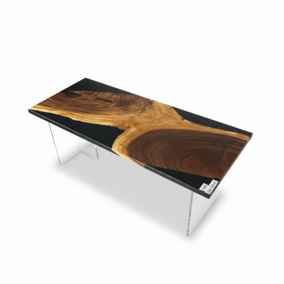 Table à manger Table Résine époxy Massif Tables 201x81 cm Table de rivière Bois véritable