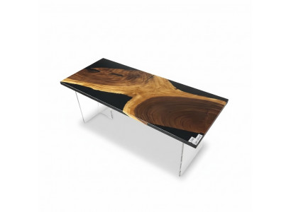 Table à manger Table Résine époxy Massif Tables 201x81 cm Table de rivière Bois véritable