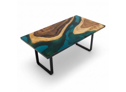 Table Table à manger Tables Résine Epoxy Mobilier Design Solide 140x71 Authentique