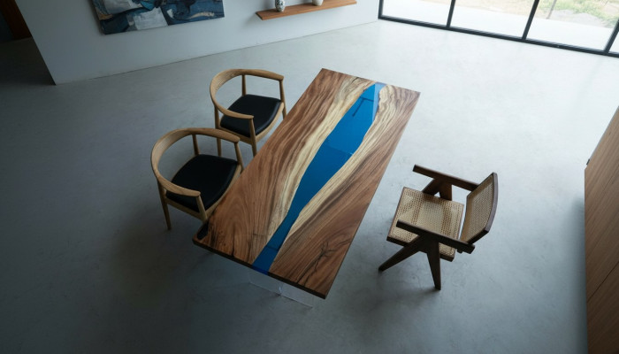 Table à manger River Table Tables solides 185x85cm Table de rivière Résine époxy Mer