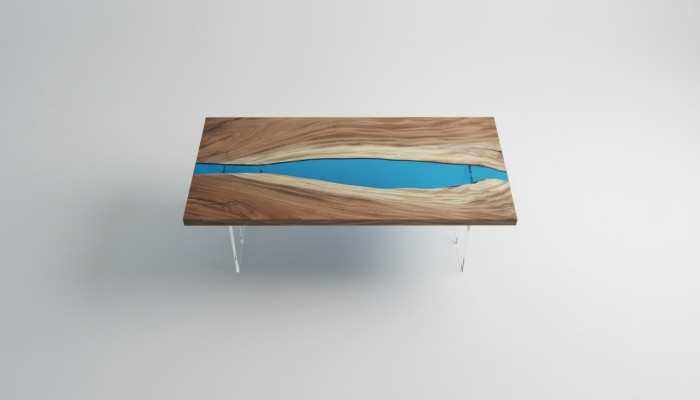Table à manger River Table Tables solides 185x85cm Table de rivière Résine époxy Mer