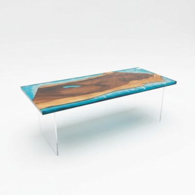 Table de rivière Table à manger Table de rivière Tables massives 202x81 Résine époxy Mer