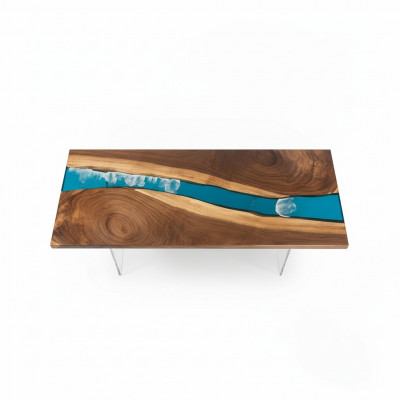 Résine époxy Table à manger Table de rivière Solide 201x81 Table de rivière nouveau Bois véritable