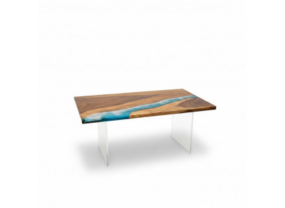 Table de salle à manger Table de rivière en bois massif Tables en résine époxy solide 161x81 nouveau