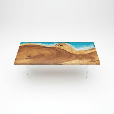 Table à manger en résine époxy Rivière Table en bois massif Tables 221x91