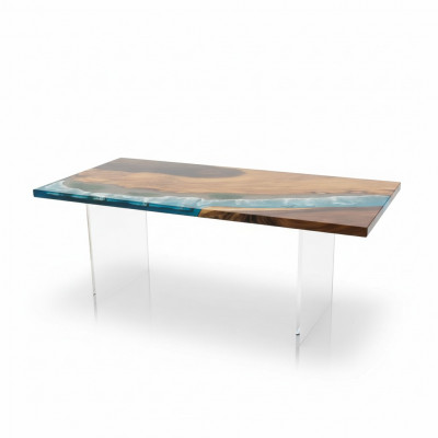 Table oceanique Résine époxy Tables de design Mobilier de salle à manger en bois de luxe