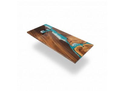 Table de rivière en résine époxy véritable en bois massif Tables en eau bleue en époxy
