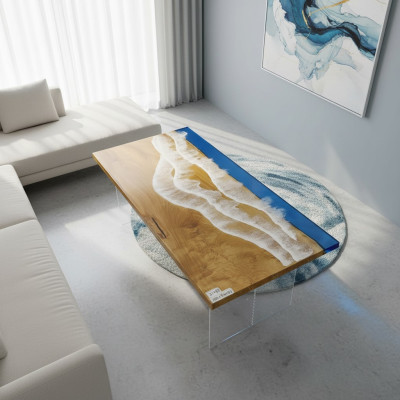 Tables Table à manger Table de design Moderne Mer Rivière Meubles 181x81 Époxy