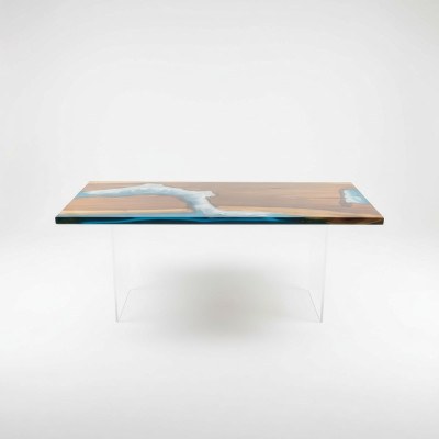Tables Table à manger Table de design Table moderne Mer Rivière Mobilier décoratif 181x81 Époxy