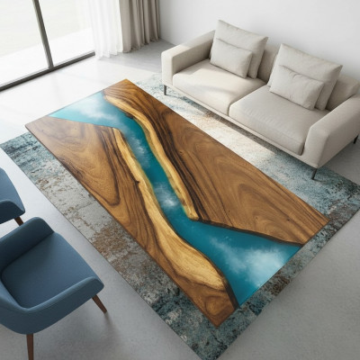 Tables de luxe en bois massif avec résine époxy Table de rivière Epoxy noir Eau Epoxy