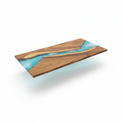 Tables de luxe en bois massif avec résine époxy Table de rivière Epoxy noir Eau Epoxy