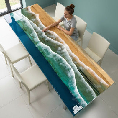 Table à manger Table de design Tables modernes Mer Océan Rivière Résine époxy