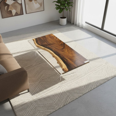 Table à manger en résine époxy, meuble en bois massif, table décorative en époxy avec effet waterfall