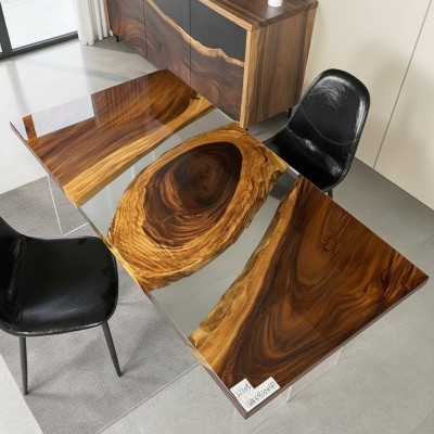 Meubles massifs en bois Table à manger Résine époxy Résine de coulée de table en époxy réel