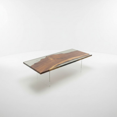 Table à manger de luxe en résine époxy, table river en bois massif, tables au design solide