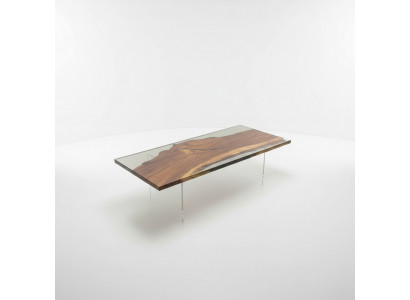 Table à manger de luxe en résine époxy, table river en bois massif, tables au design solide