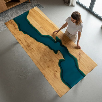 Table à manger Design Table Résine Tables Modernes Rivière Mer Meubles 181x80