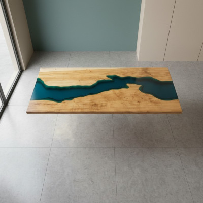 Table à manger Design Table Résine Tables Modernes Rivière Mer Meubles 181x80