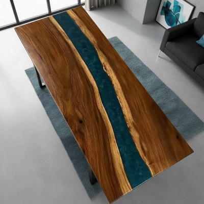 Table à manger Table Résine époxy nouvelle Tables 201x81 Table de rivière Vrai bois