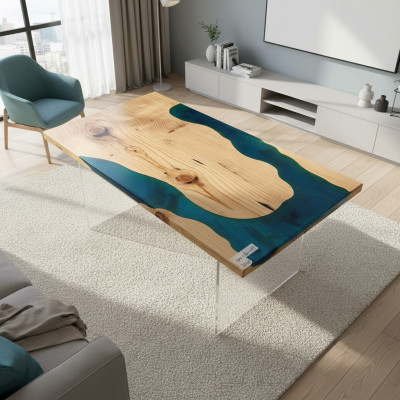 Tables de rivière Table à manger Design Table Mobilier moderne 160x80 Résine époxy