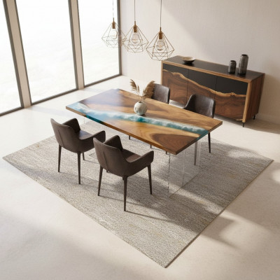 Tables Table à manger Table de design Moderne Mer Rivière Meubles 161x81 Époxy