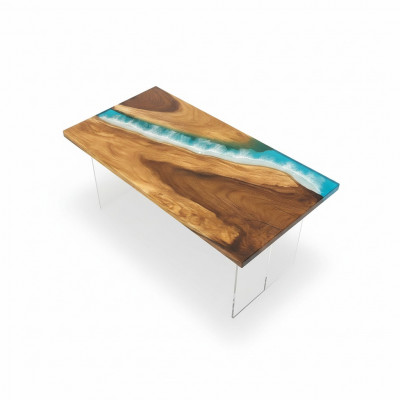 Tables Table à manger Table de design Moderne Mer Rivière Meubles 161x81 Époxy