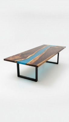 Tables modernes Table de salle à manger Table de design Résine de rivière de mer Mobilier 220x90