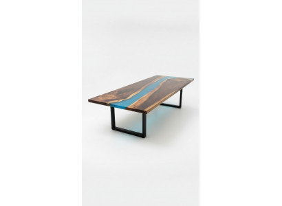 Tables modernes Table de salle à manger Table de design Résine de rivière de mer Mobilier 220x90