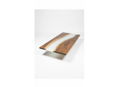 Table à dîner en résine époxy sur bois véritable, meuble solide décoratif en bois massif, table en époxy en cascade