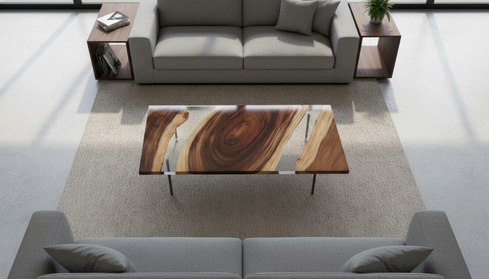 Table en résine époxy, table River 200x90 en bois véritable, tables massives en bois naturel.