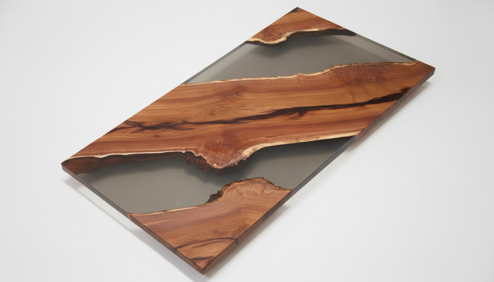Table à manger Table de rivière Table en bois massif Table décorative en résine époxy