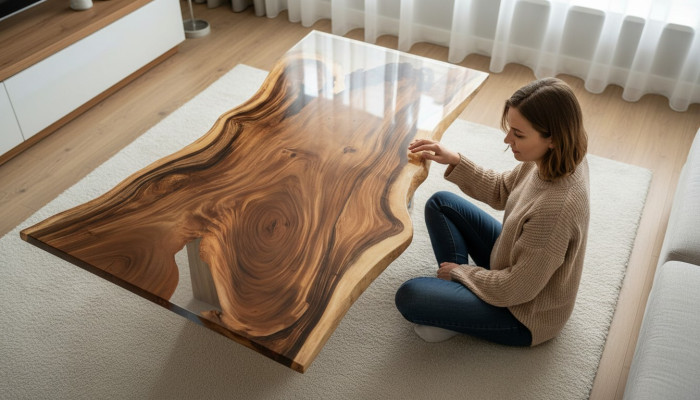 Table à manger en résine époxy, table de rivière en bois massif véritable 200x90