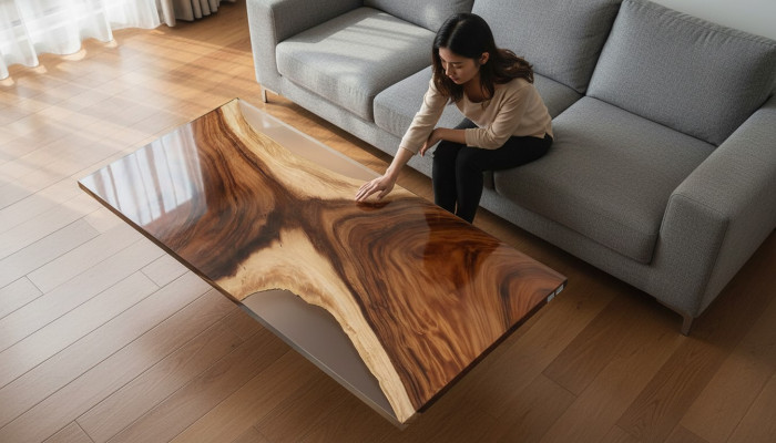 Table à manger Mer Eau Rivière Bois véritable Table Rivière 180x80 Tables Résine époxy nouvelle