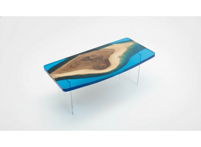 Table à manger Blue River Table Bois véritable 200x90 Tables Résine époxy nouvelle