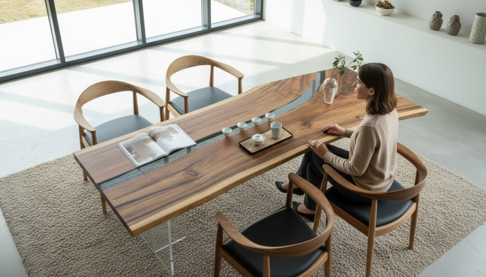 Table de rivière Table basse en résine époxy Tables massives 240x100 table de rivière