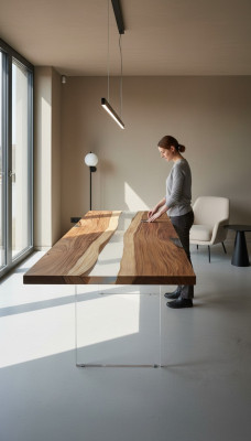 Table à manger Table de rivière Véritable bois Table de rivière 240x90 Tables massives